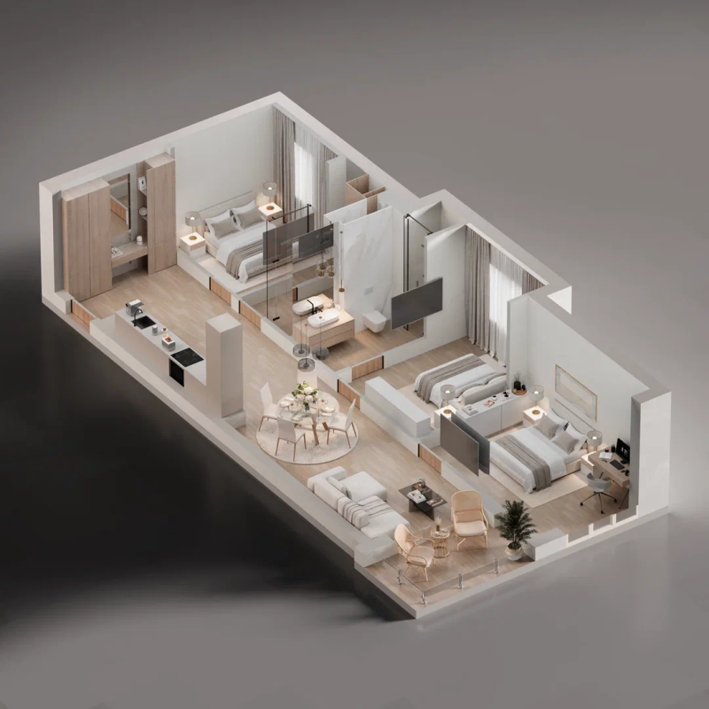 Apartment in Becici, 85 m²