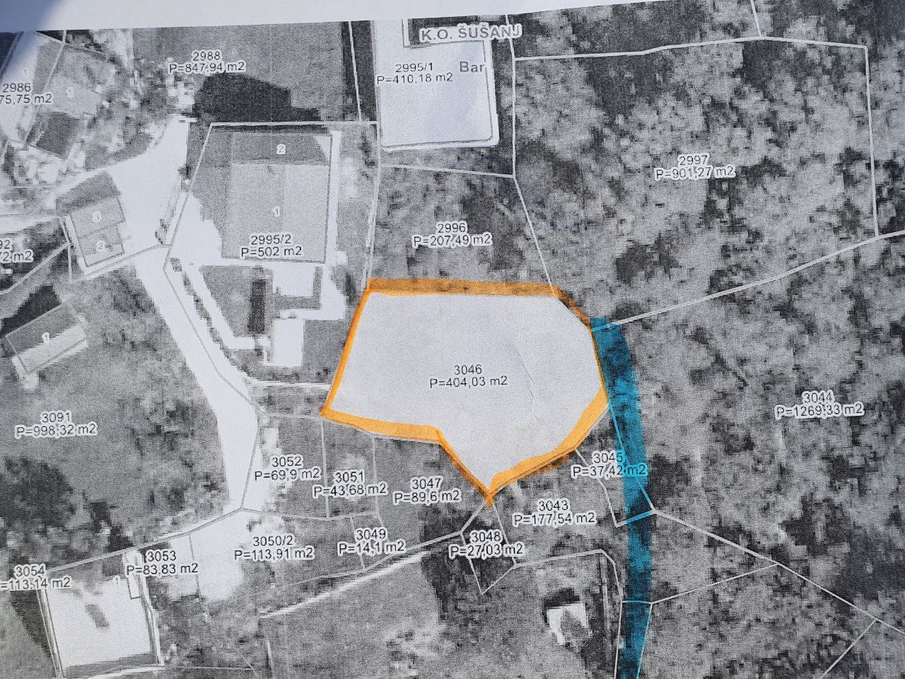 Land plot in Susanj, 404 m²