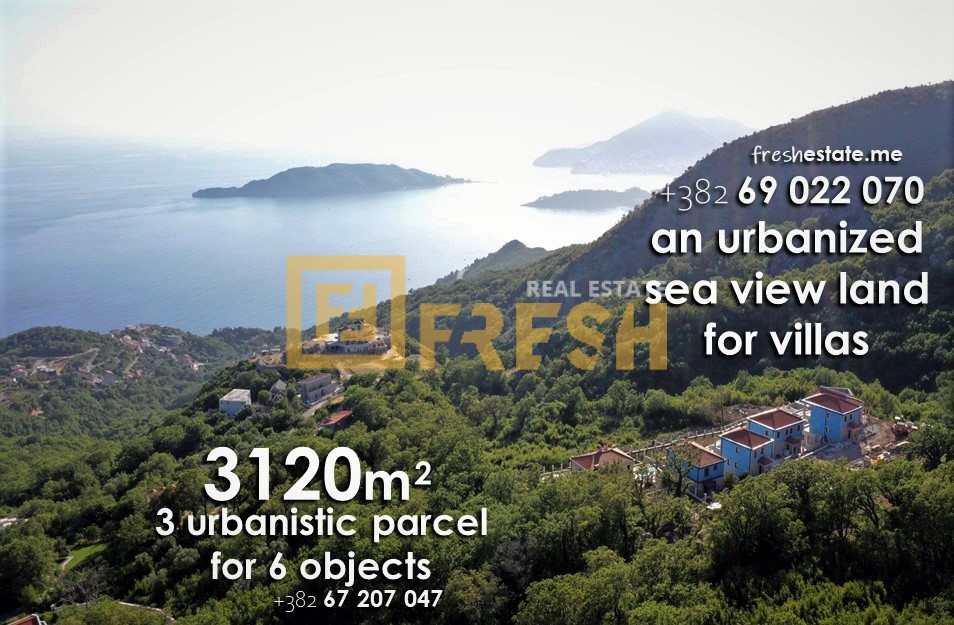 Urbanized land for villas, 3120m2, Kuljače-Budva